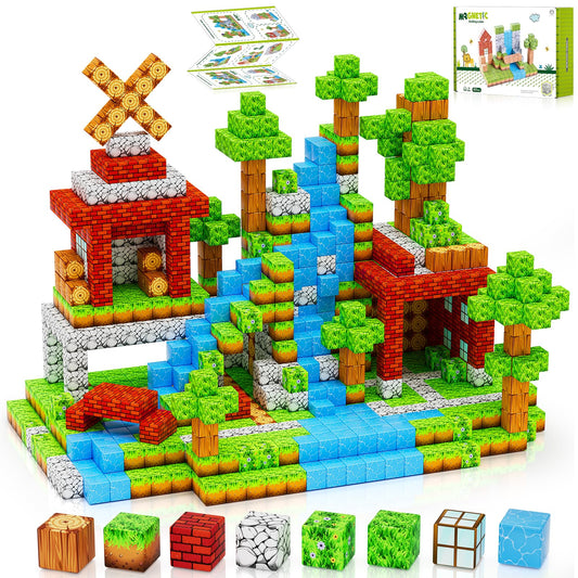 Hotera magnetic blocks forest world 157pcs in progress for imaginative play.
