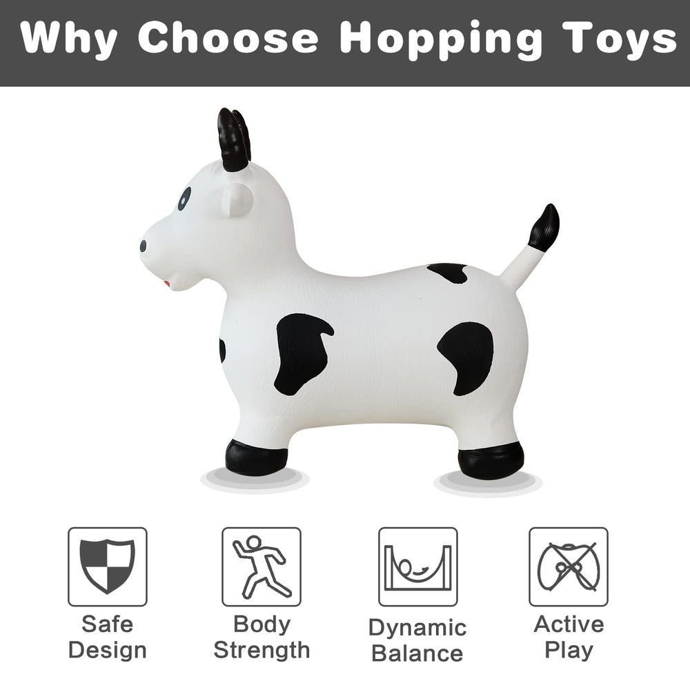 HotMax cow hopper inflating with pump for quick setup during playtime.