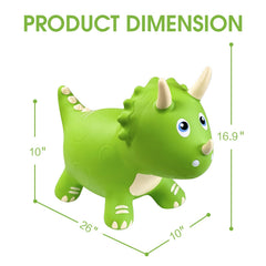 Inflated HotMax dinosaur bouncy hopper ready for indoor or outdoor fun.