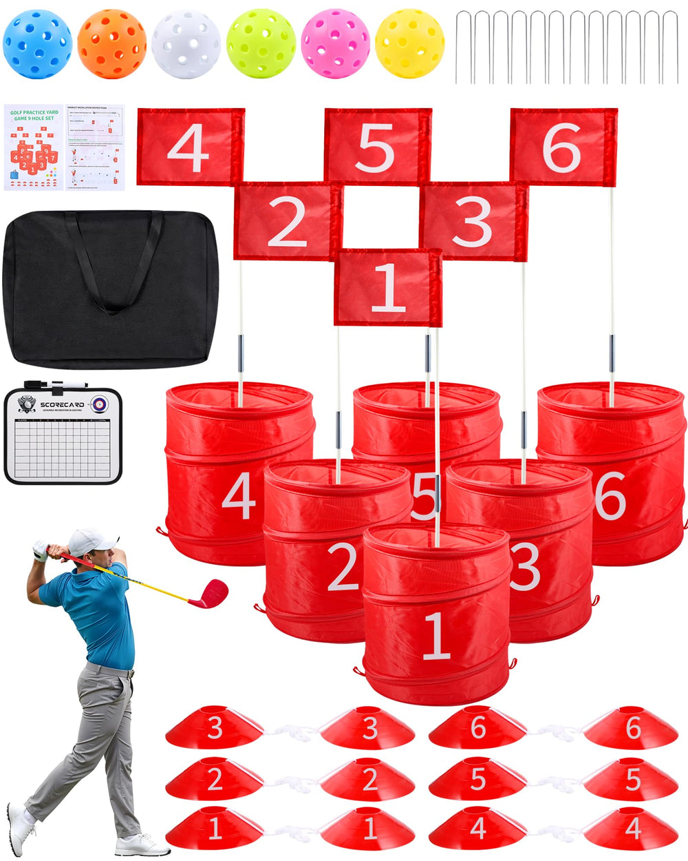 HOTWIND backyard golf game 6-hole setup for family fun outdoors