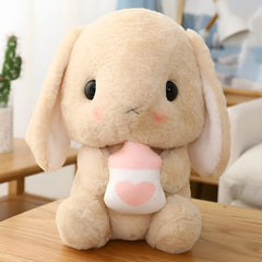 HOUPU ash white cake bunny plush, playful decor and gentle snuggles.