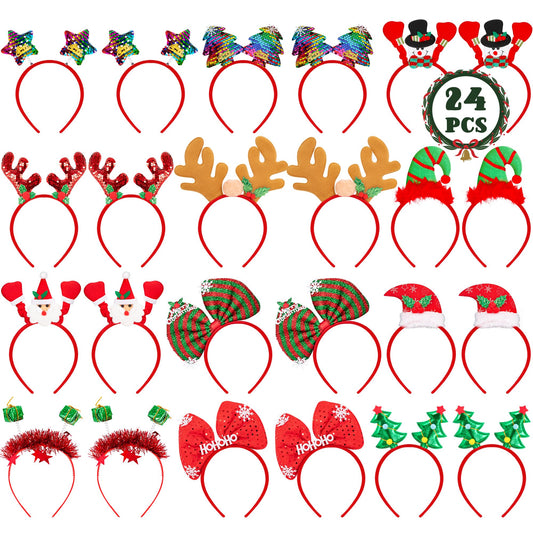 HOVACY Christmas headbands variety pack for festive photo moments at gatherings.