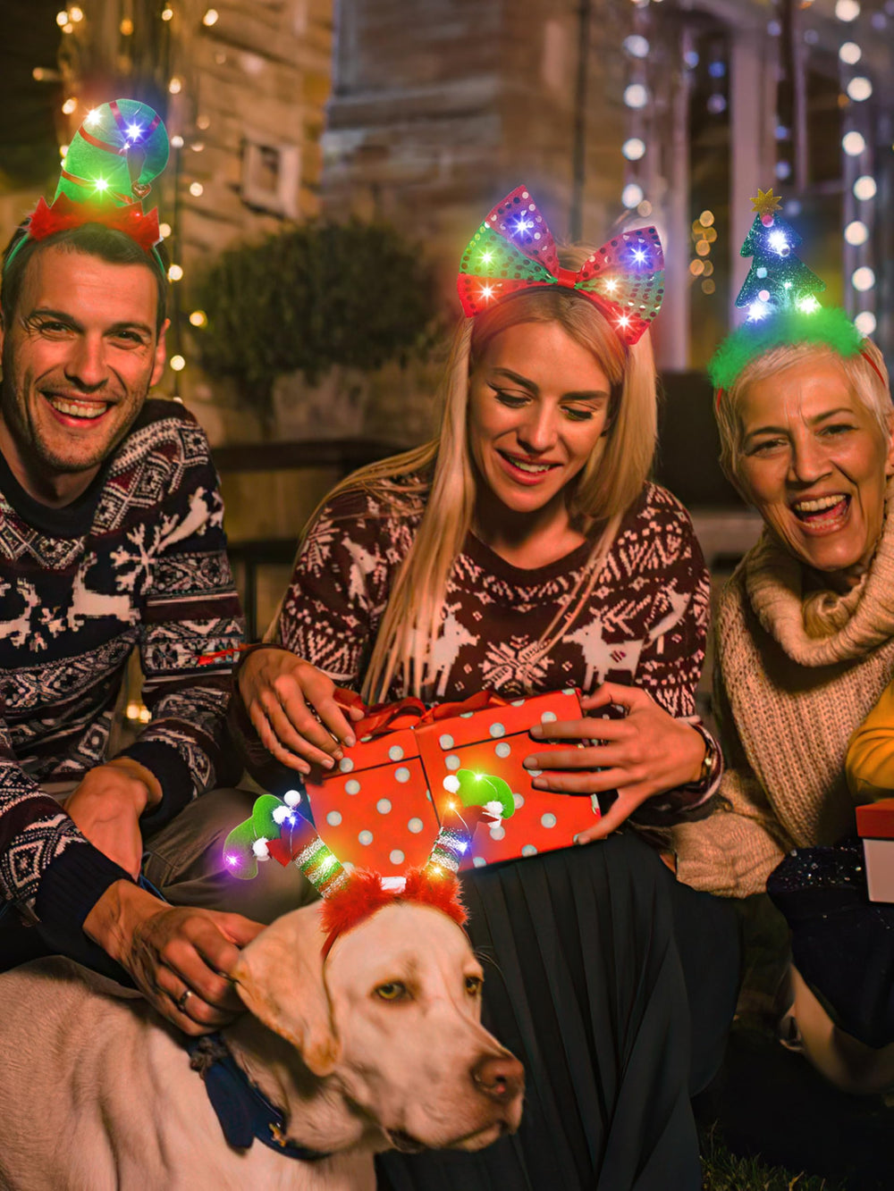 HOVACY Christmas headbands provide bright LED accents for photos and festive ambiance.