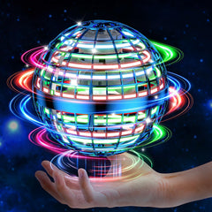 HoviSco AI Flying Orb blue globe with LED lights for versatile play