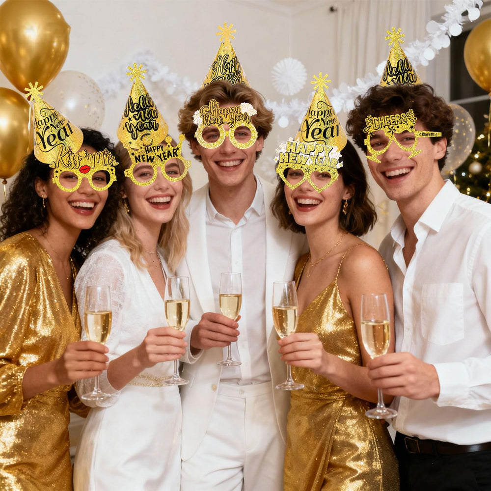 HOWAF happy New Year hats close-up with glitter detail