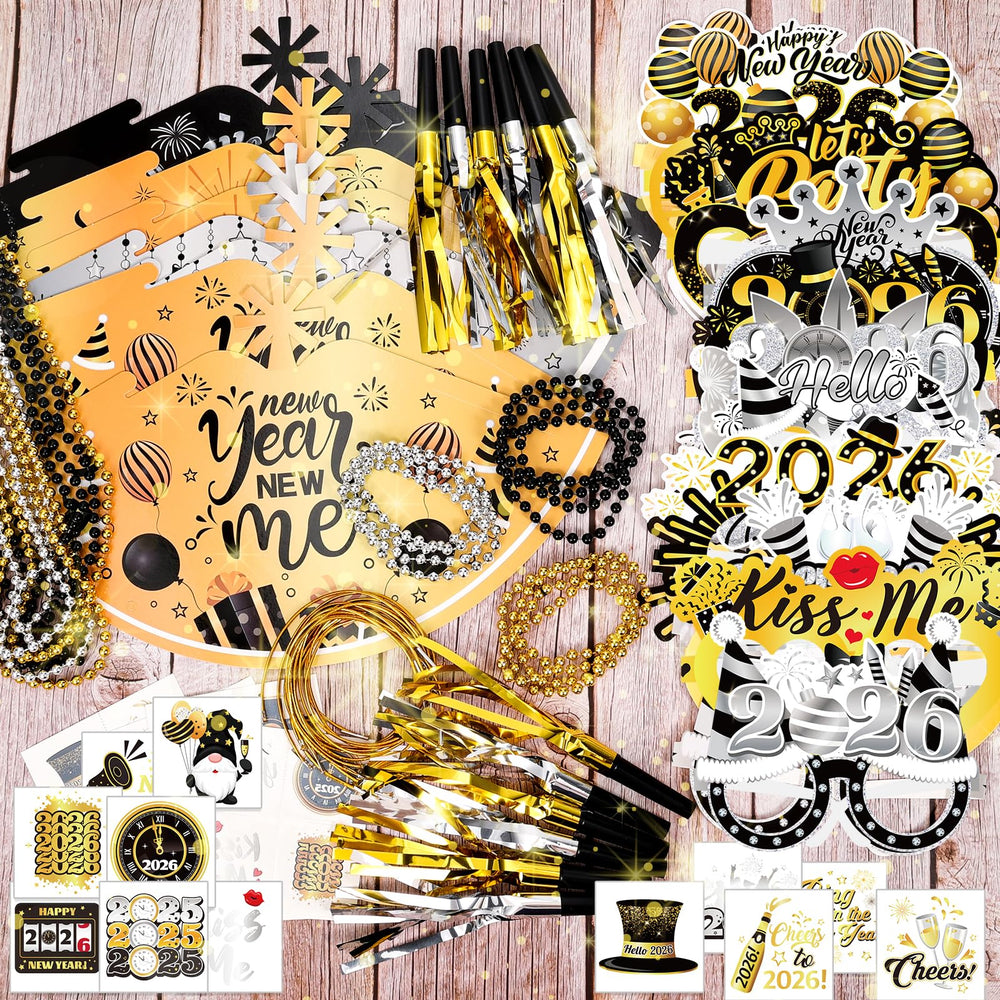 Howaf black and gold noise makers amplify countdown excitement