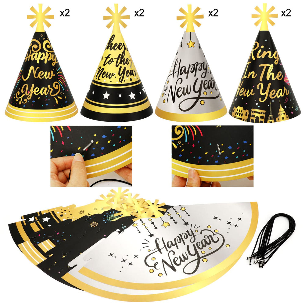 Howaf 12-inch balloons in gold, black, silver decorate NYE scenes