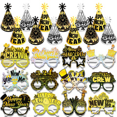 HOWAF New Year's Eve glitter hats in black and gold add festive flair for celebrations.