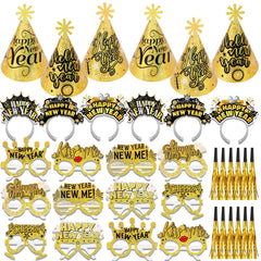 HOWAF New Year's Eve glitter gold hats add festive shine to party photos