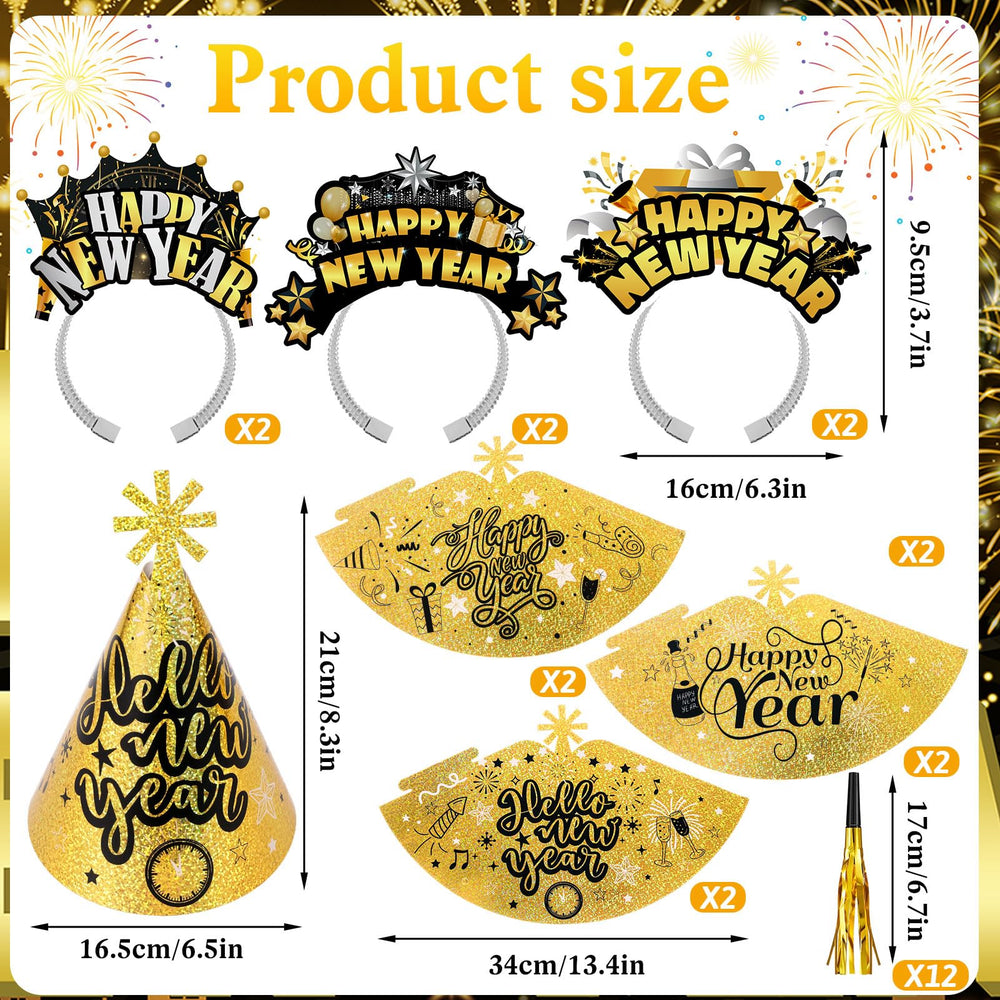 HOWAF glitter paper glasses with New Year themes for photos
