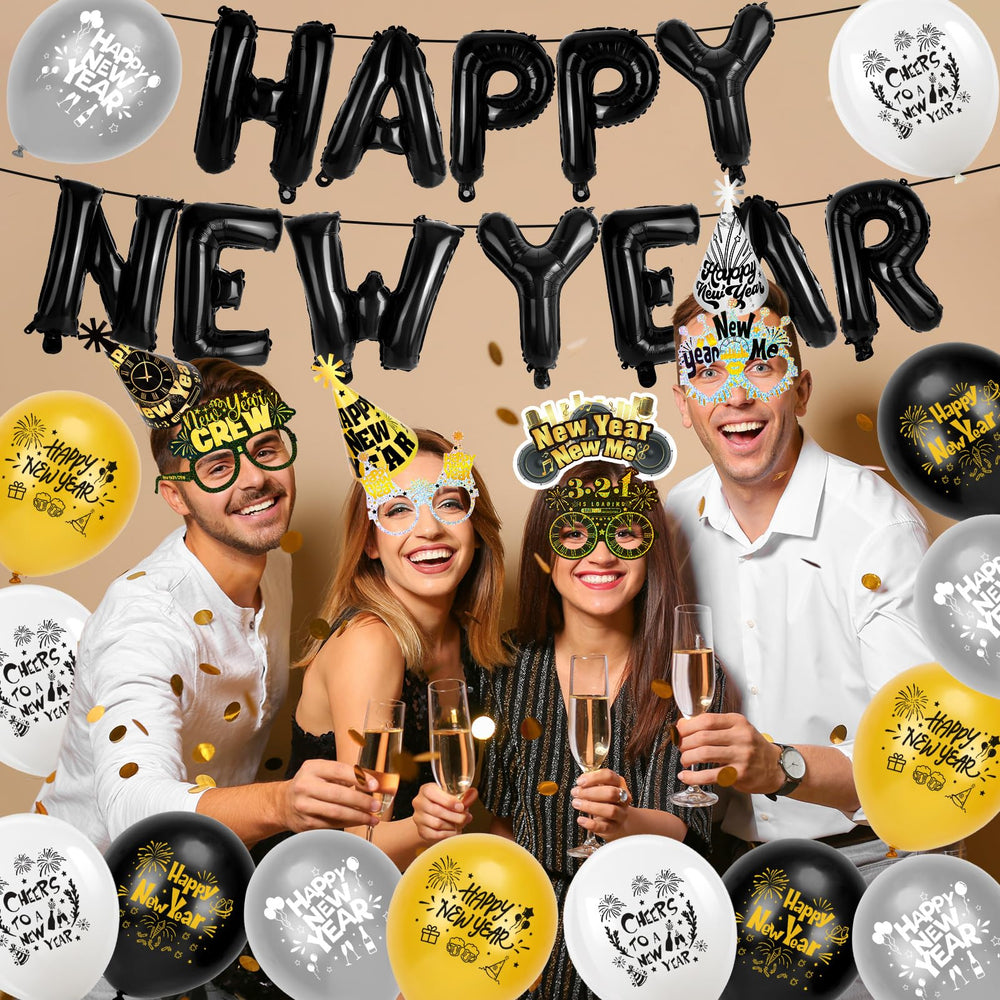 HOWAF NYE decoration set helps stage a stylish entryway and photo booth.