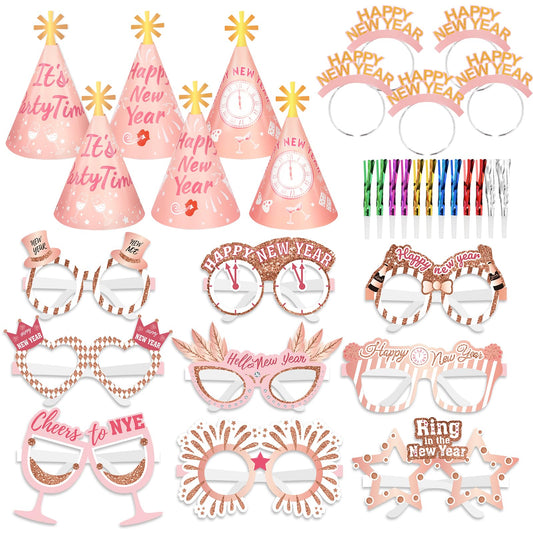 HOWAF Rose Gold Happy New Year Tiara for festive photo moments.