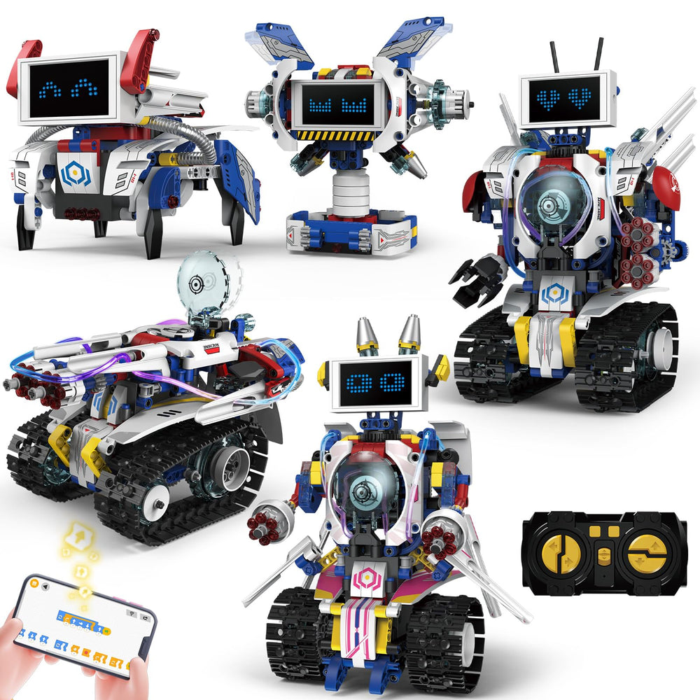 HPROMOT 5-in-1 robot model assembly for hands-on engineering exploration.