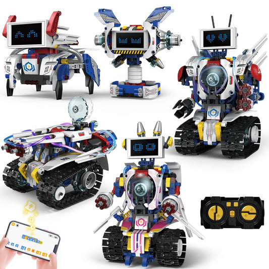 HPROMOT 5-in-1 robot model assembly for hands-on engineering exploration.