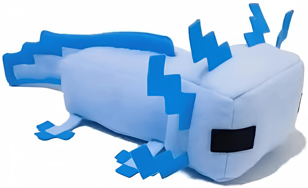 HQRYSH Axolotl plush toy blue side view, soft cuddle buddy for kids.