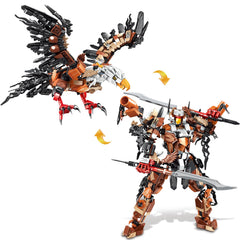 HSANHE eagle-mecha transform kit showing dual-form play possibilities