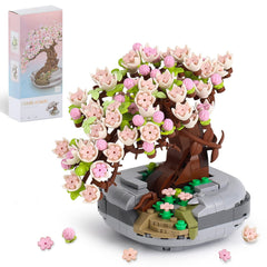HSANHE Mini Bricks Flowers Bonsai kit — detailed desk display piece.