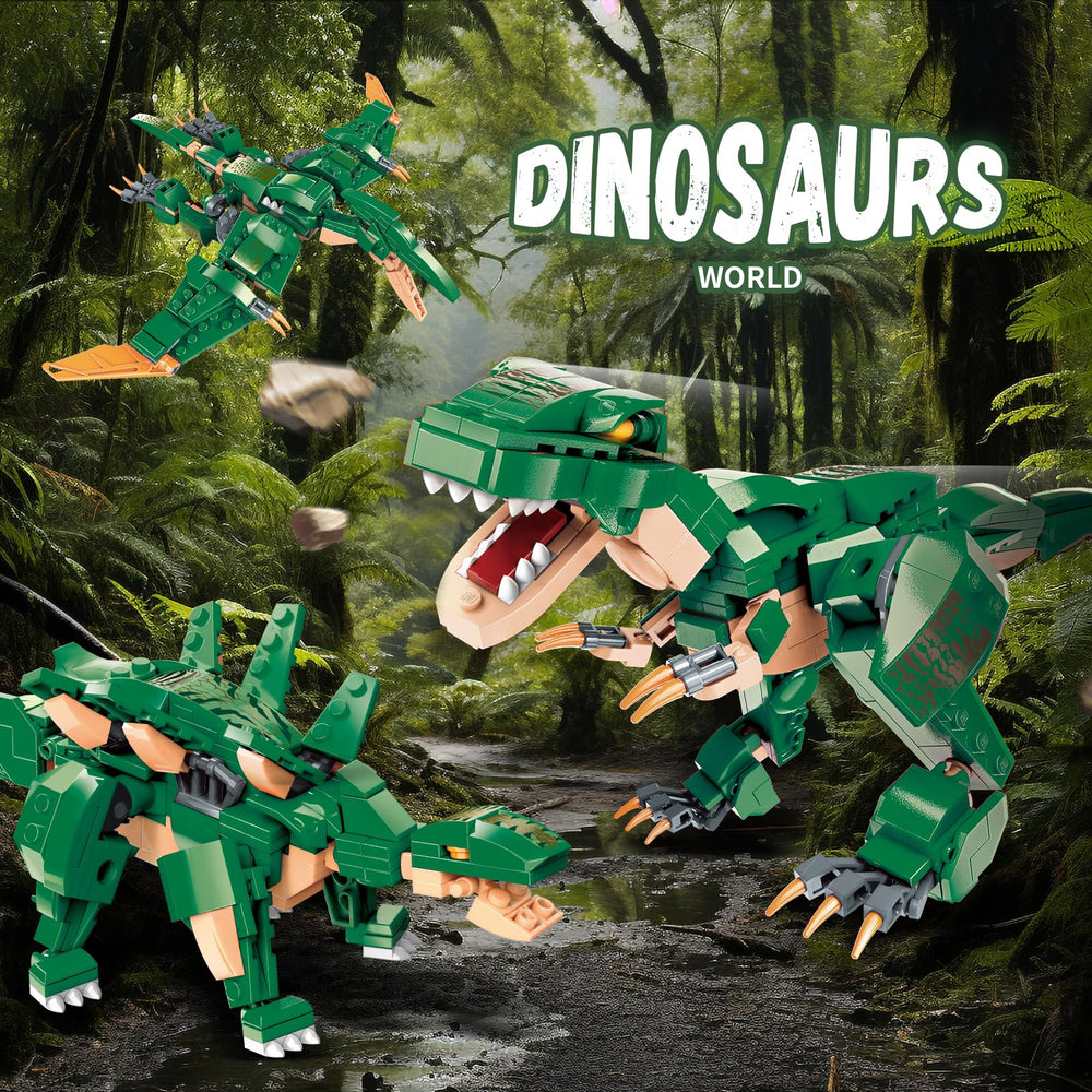 HSANHE packaged 3-in-1 dinosaurs kit for easy setup