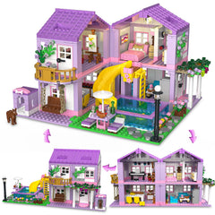 HSANHE Purple Girls Summer Villa Castle Model for imaginative play and fine motor skill development.