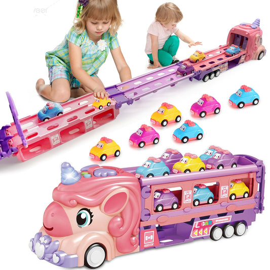 HSEONEJIA toddler unicorn truck front view promotes imaginative play and sharing.