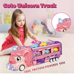 HSEONEJIA unicorn truck transforming 46-inch track supports duo play and motor skills.