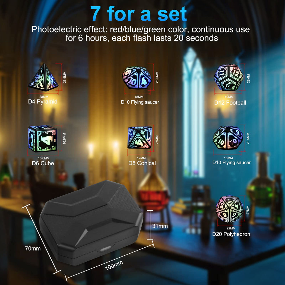 HTPOW seven-die DND set including D4 to D20 for RPGs