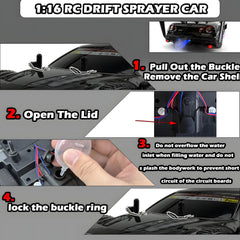 HTURCCOP 1:16 RC Drift Car drift tyres for versatile surface handling.