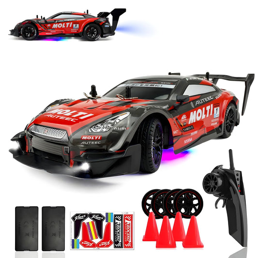 HTURCCOP 1:16 RC Drift Car red side view, durable shell for tough play.