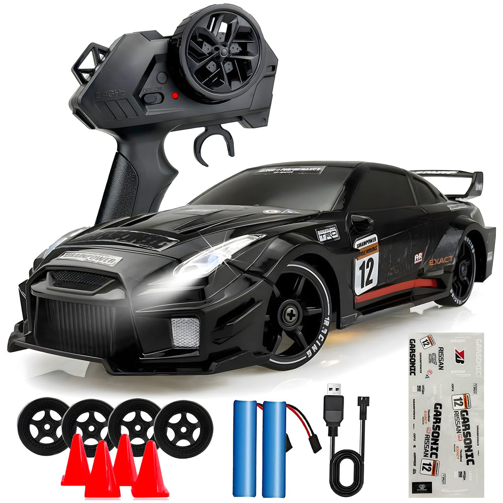 HTURCCOP 1:24 RC Drift Car front view highlighting sleek body for fast indoor racing.