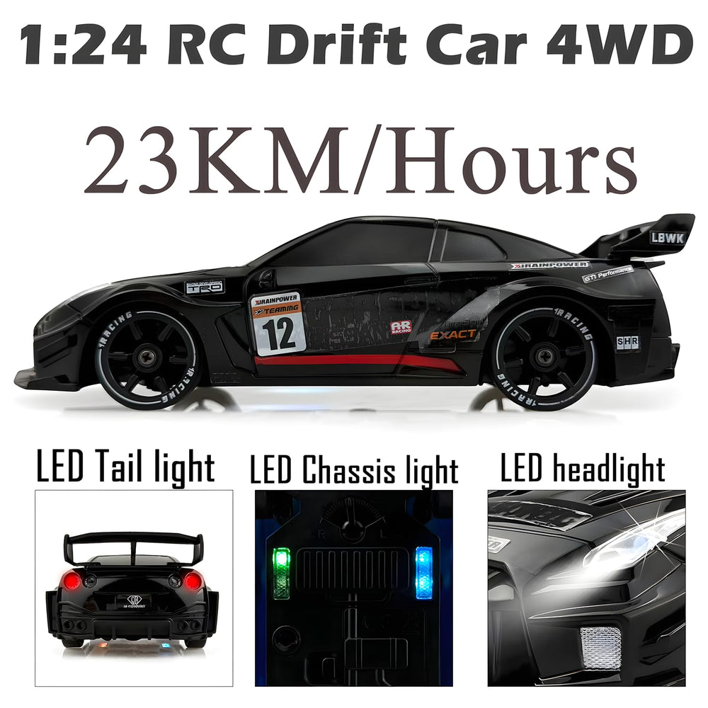HTURCCOP 1:24 RC Drift Car replaceable wheels enable easy upgrades.