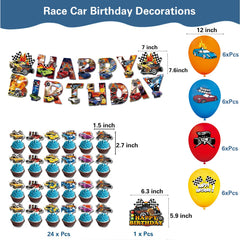 htwhvt car-themed tablecloth ties the tables together for a cohesive party look