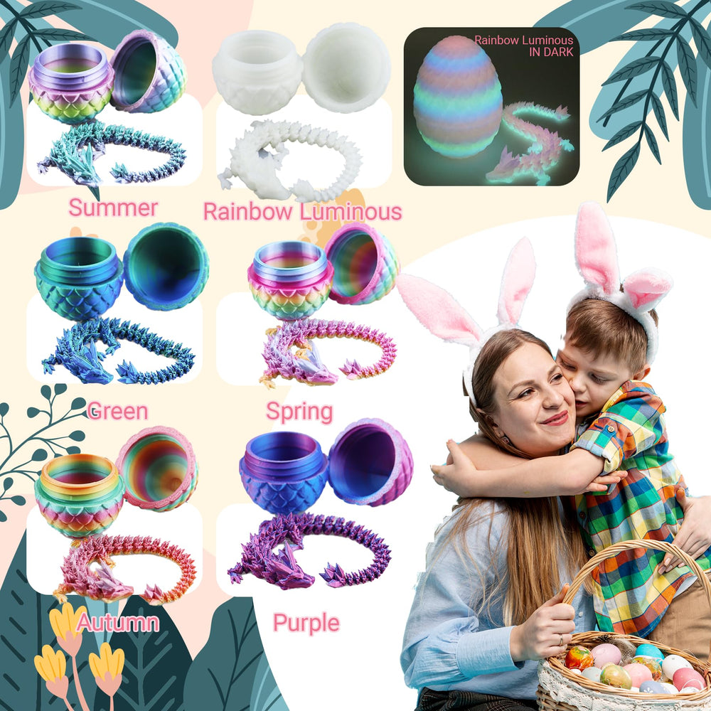 Poseable crystal dragon inside each egg for storytelling and display.