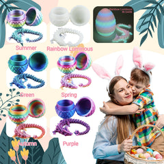 Poseable crystal dragon inside each egg for storytelling and display.