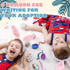 Six colorful dragon eggs packaged for gifting or Easter hunts.