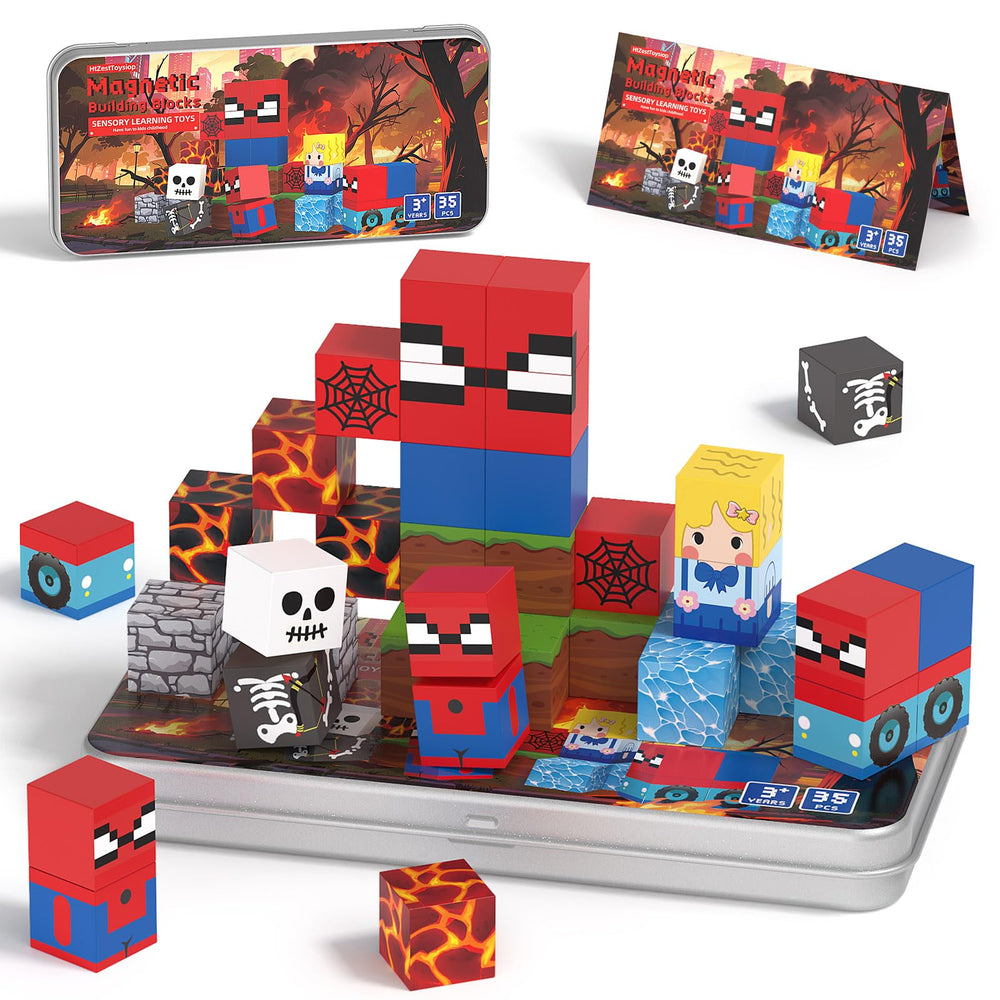 HtZestToysiop 35PCS magnetic blocks in the travel box enable on-the-go creativity.