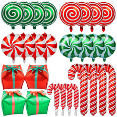 HTZNHXT candy-cane foil balloons with ribbons create playful candy-themed ambiance.