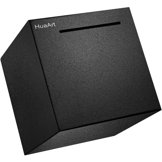 HuaArt piggy bank front view in matte black stainless steel