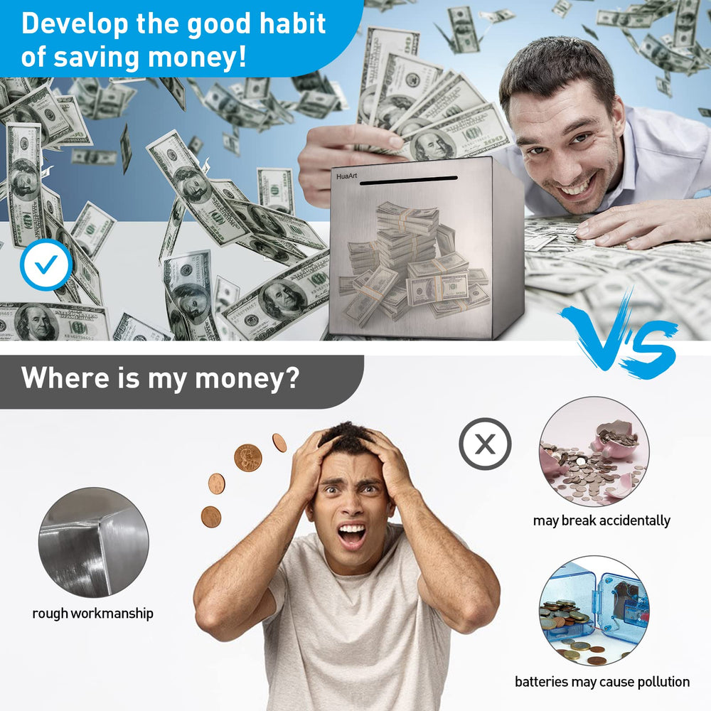 HuaArt piggy bank closed-design keeps funds secure until goal is met.