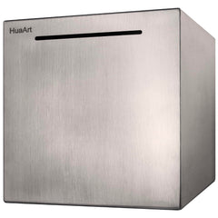HuaArt piggy bank front view shows stainless steel durability and large capacity.