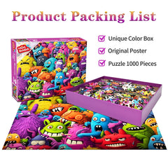HUADADA 1000-piece puzzle color monsters pieces close-up highlights tactile detail for mindful assembly