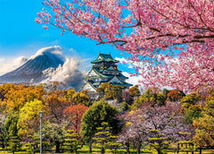 HUADADA cherry blossoms Osaka Castle puzzle cover for relaxation and focus.