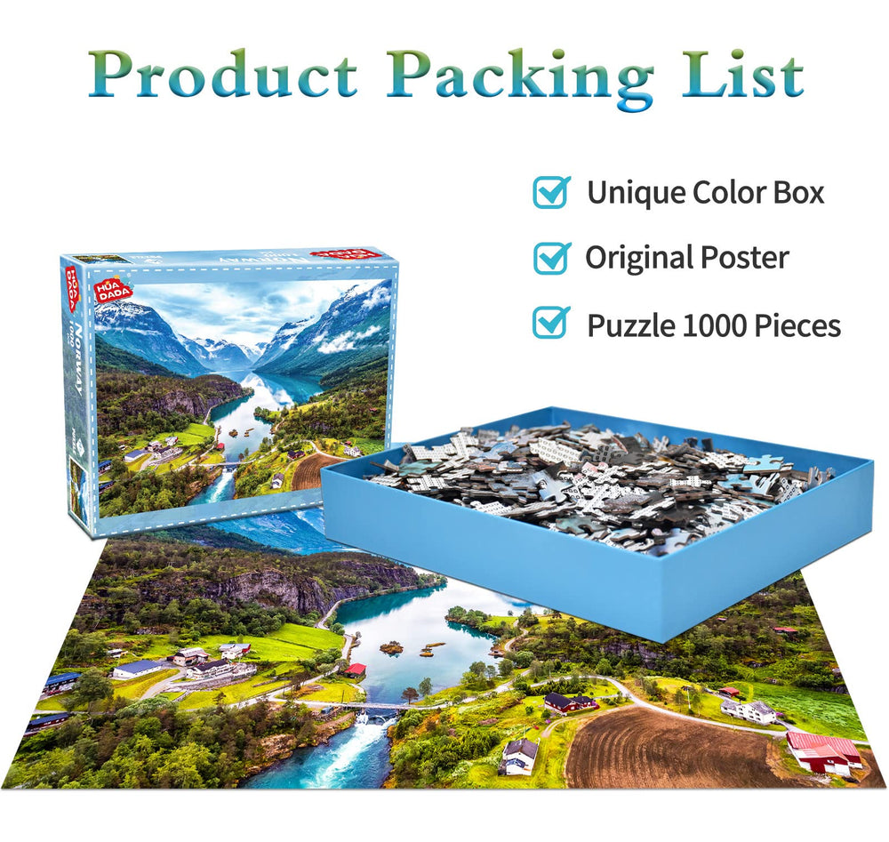 HUADADA Geiranger Fjord 1000-piece puzzle, vivid scenery for focused, calming evenings