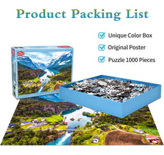 HUADADA Geiranger Fjord 1000-piece puzzle, vivid scenery for focused, calming evenings