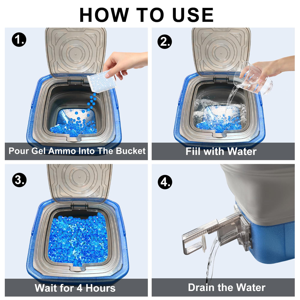 HUAFUNWIN Collapsible Gel Ball Bucket reinforced handle for easy transport