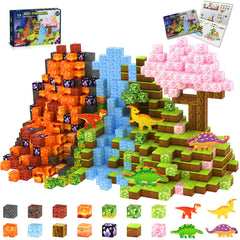 Huaker 158PCS magnetic blocks create a dinosaur world for imaginative STEM exploration.