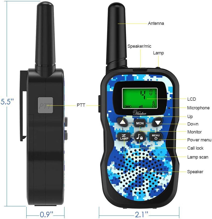 Huaker Kids Walkie Talkies offer 22 channels for clear group communication outdoors.