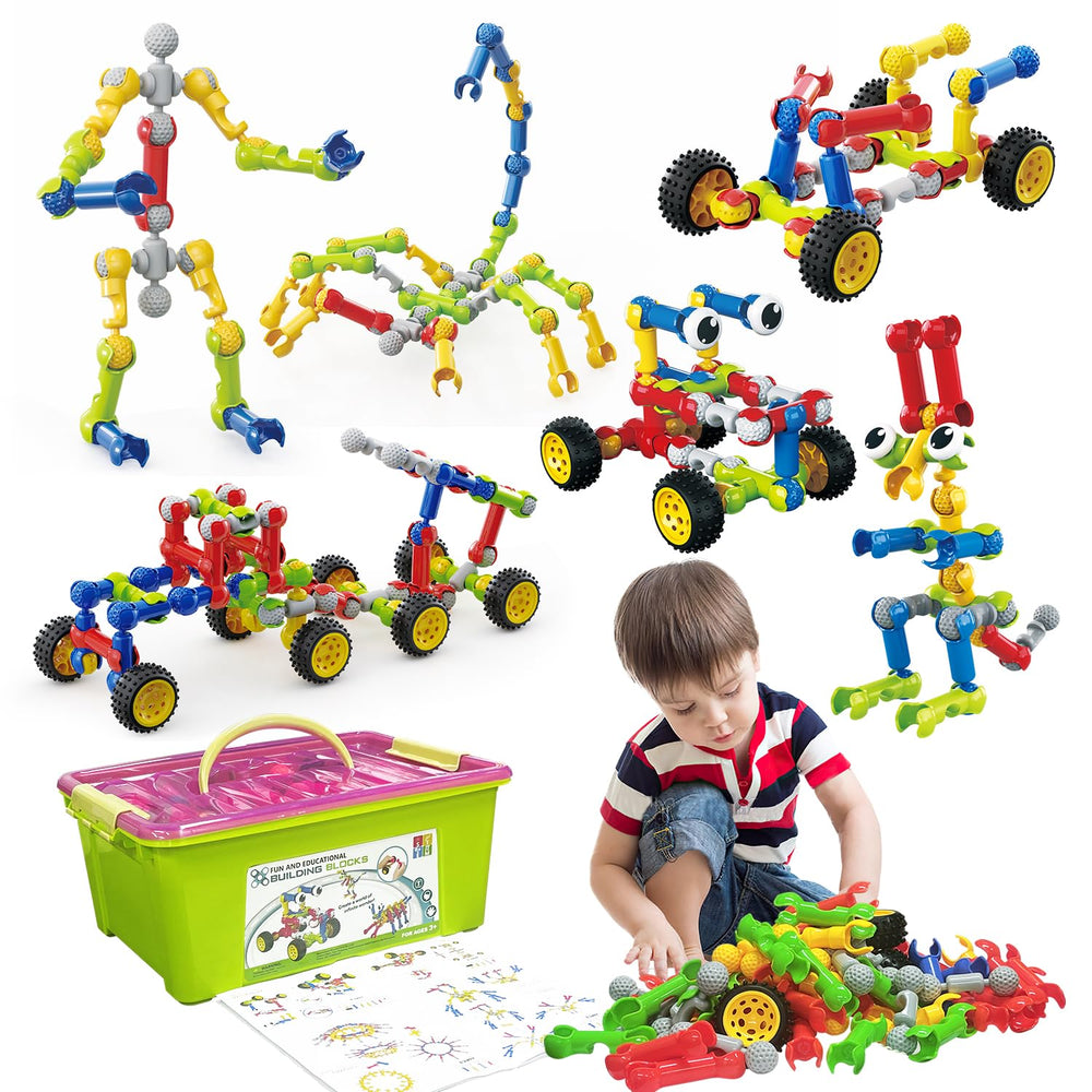 Huaker STEM building blocks with storage box for creative play and early engineering skills.