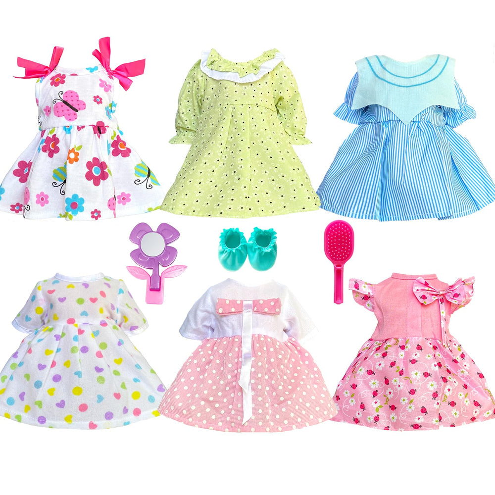Huang Cheng Toys 14-inch doll dress set with six outfits for play