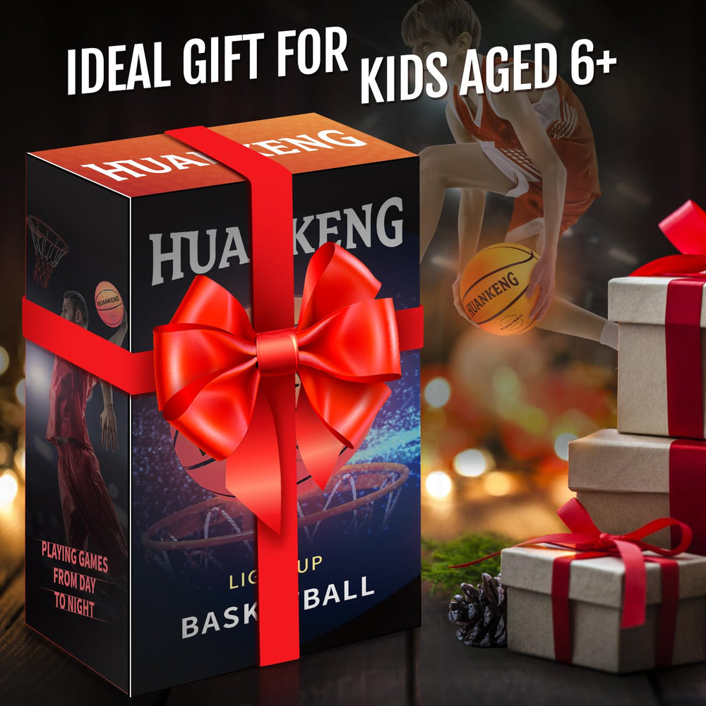 HuanKeng glow basketball in gift box, ideal for teens and kids