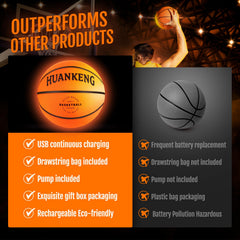 HuanKeng glow basketball with pump and USB cable for easy setup